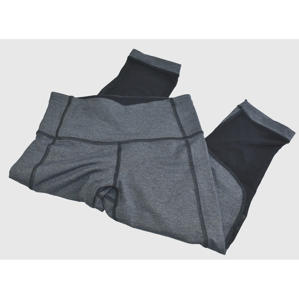 Lululemon Pace Rival Crop Women Leggings Size 4 Gray/Black Play Mesh Workout